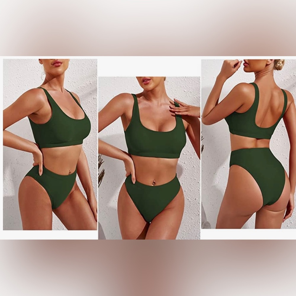 Hunter green two piece swimsuit